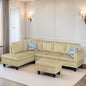 L Shaped Sectional Couch Sofa, Modern Couches for Living Room, Comfy 4 Seat Modular Sectional Sofa with Ottoman Storage for Bedroom Apartment, Beige