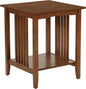 OSP Home Furnishings Sierra Side Table with Lower Storage Shelf and Mission Style Side Panels, Ash Brown