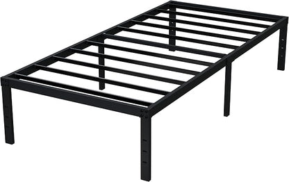 EMODA 16 Inch Heavy Duty Twin Bed Frame, Metal Platform Bed Frames No Box Spring Needed, Noise Free, Easy Assembly, Black