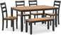 Signature Design by Ashley Gesthaven Casual Dining Table with 4 Chairs and Bench, Set of 6, Light Brown & Dark Brown