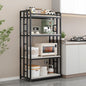 Adjustable 4-Tier Heavy Duty Kitchen Baker's Rack with Power Outlet, with Industrial Wheels, Free Standing Microwave Oven Cart Stand for Storage in Living Room, Garage, Greige