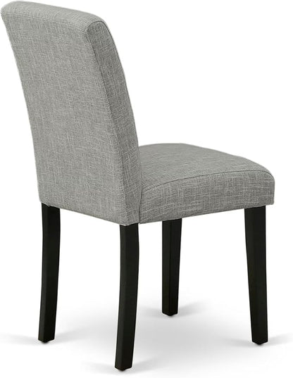 East West Furniture V697AB106-9 9 Piece Dining Room Table Set Includes a Rectangle Kitchen Table with V-Legs and 8 Shitake Linen Fabric Parson Dining Chairs, 40x72 Inch, Multi-Color