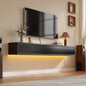 Floating TV Stand Matte Finish, 86'' Wall-Mounted TV Cabinet,Floating TV Console,Under TV Shelf with 3 Doors for Living Room Bedroom(Walnut+Black)