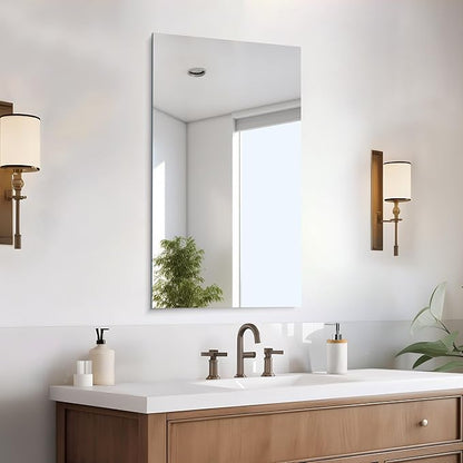 Frameless Mirror, 20x36 Inch Bathroom Mirrors for Wall, Rectangle Bathroom Vanity Mirrors with Polished Edge, Hangs Horizontally or Vertically for Bathroom, Bedroom and Living Room