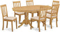 East West Furniture VAAN7-OAK-C 7 Piece Kitchen Table Set Consist of an Oval Dining Table with Butterfly Leaf and 6 Linen Fabric Upholstered Dining Chairs, 40x76 Inch, Oak