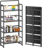 4NM No Assembly Folding Bookshelf, 4-Shelf 54" H Collapsible Foldable Bookcase Storage for Small Spaces, All Black