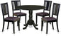East West Furniture DLDU5-BLK-LC 5 Piece Modern Dining Table Set Includes a Round Wooden Table with Dropleaf and 4 Faux Leather Kitchen Dining Chairs, 42x42 Inch, Black
