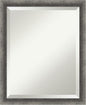 Amanti Art Grey Wall Mirror 22x18 Burnished Concrete Narrow Rectangle Bathroom Mirror for Wall Decor Living Room, Small Modern Contemporary Wood Frame, Hangs Horizonally and Vertically, Bathroom Decor