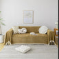 HANDONTIME Couch Covers for Pets Boho Mustard Yellow Love Seat Couch Covers Brown Sofa Cover for Dogs Pet Couch Protector Chenille Tassel Sofa Slipcovers Sofa Throw Cover Boho Decor, 71" X134"