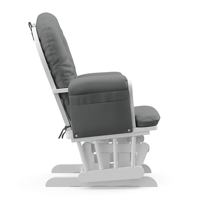 Storkcraft Premium Hoop Glider & Ottoman (White/Gray) — GREENGUARD Gold Certified Nursery Glider, Solid Wood Craftsmanship, Smooth-Gliding Nursery Chair and Ottoman, Award-Winning