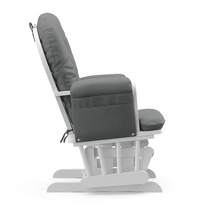 Storkcraft Premium Hoop Glider & Ottoman (White/Gray) — GREENGUARD Gold Certified Nursery Glider, Solid Wood Craftsmanship, Smooth-Gliding Nursery Chair and Ottoman, Award-Winning