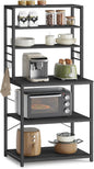 VASAGLE Coffee Bar, Baker’s Rack for Kitchen with Storage, 6-Tier Kitchen Shelves with 6 Hooks, Microwave Stand, Industrial, 15.7 x 23.6 x 65.7 Inches, Charcoal Gray and Black UKKS024B22