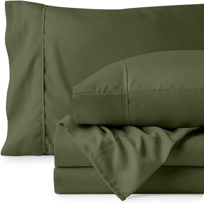 Bare Home Twin Sheet Set - 1800 Ultra-Soft Microfiber Bed Sheets - Double Brushed - Deep Pockets - Easy Fit - Extra Soft - 3 Piece Set - Bedding Sheets & Pillowcases (Twin, Cypress)