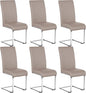 Yaheetech Dining Chairs Set of 6 Modern Faux Leather Upholstered Dining Room Chairs with High Back and Metal Chrome Legs for Kitchen/Living Room/Restaurant, Light Brown