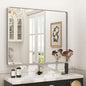 44x36 Silver Brushed Nickel Bathroom Mirror for Wall, Rounded Rectangle Silver Framed Bathroom Vanity Mirror, Anti-Rust, Shatterproof, Hangs Horizontally or Vertically