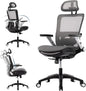 COLAMY Ergonomic Mesh Office Chair with Footrest, High Back Computer Executive Desk Chair with Headrest and 4D Flip-up Armrests, Adjustable Tilt Lock and Lumbar Support-Grey