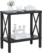 Narrow End Table, Large Sofa Side Table, Farmhouse Nightstand with Storage Shelve, Slim Bedside Table for Living, Room Bedroom, Lounge Black MLBZ17B