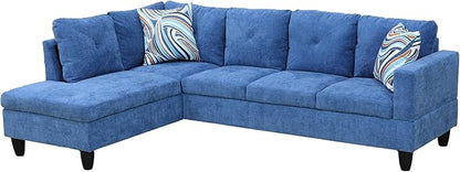 NicBex Sectional Couch 3 Pieces Sofa Set with Right Chaise Linen L Shaped Cloud Couch for Living Room Furniture Sets with Storage Ottoman, Modular Sofa for Living Room & Apartment, Blue