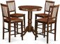East West Furniture EDVN5-MAH-W 5 Piece Kitchen Counter Height Dining Table Set Includes a Round Pub Table with Pedestal and 4 Dining Room Chairs, 30x30 Inch, Mahogany