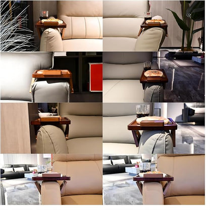 Couch Arm Tray Table Clip on Sofa, Armrest TV Tray Table with 360° Rotating Phone Holder, Sofa Chair Side Table, Gift for Mom Dad or Friends 11.8'' with Logo of Tree of Life