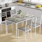 GarveeHome 5 Piece Dining Table Set, Industrial Style Dining Table and Chairs Set for 4, Kitchen Table Set for Dining Room Kitchen Apartment, Grey