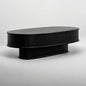 NTC Stream DOU Coffee Table, Modern Double-Layer Oval Wooden Center Table with Vertical Groove Design, Stylish Living Room Decor, Contemporary Minimalist Style, Easy Assembly - Burnt Black