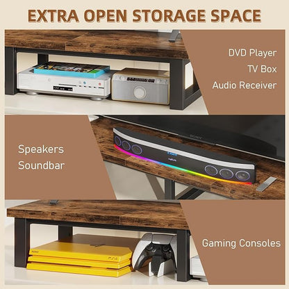 45" Large TV Riser for 32-60 inch TV, TV Riser Stand Shelf with Steel Legs,Tabletop TV Stand Riser for Home Office,Rustic Brown
