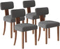 Farmhouse Chair Set of 4, Mid Century Modern Dining Chairs, Sherpa Upholstered Kitchen Chairs with Curved Backrest & Adjustable Legs for Living Room/Bedroom, Easy to Install, Grey Sherpa