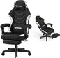 Gaming Chair,Fabric Computer Chair with Pocket Spring Cushion,400 lb Load Capacity,Ergonomic Office Chair with Footrest,Height Adjustable Video Gamer Chair with Lumbar Support(Black)