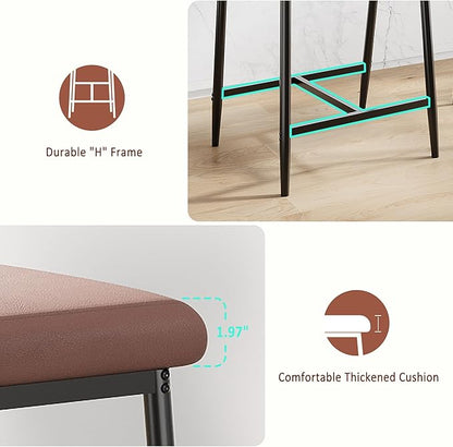 GarveeHome Bar Stools Set of 2, 26.5" Upholstered Counter Height Bar Stools for 2 with Armrest, Wider Thickened Cushion, Bar Chairs with Backrest for Bar, Dining Room, Kitchen, Retro Brown