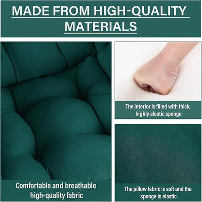 Lazy Chair with Ottoman, Comfy Reading Chair with Footstool & Pillow Modern Lounge Chairs with Armrests & Side Pocket for Living Room, Bedroom, Dorm Room，Dark Green