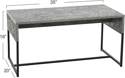 Household Essentials Wrap Rectangular Coffee Table Rustic Slate Concrete and Black Metal