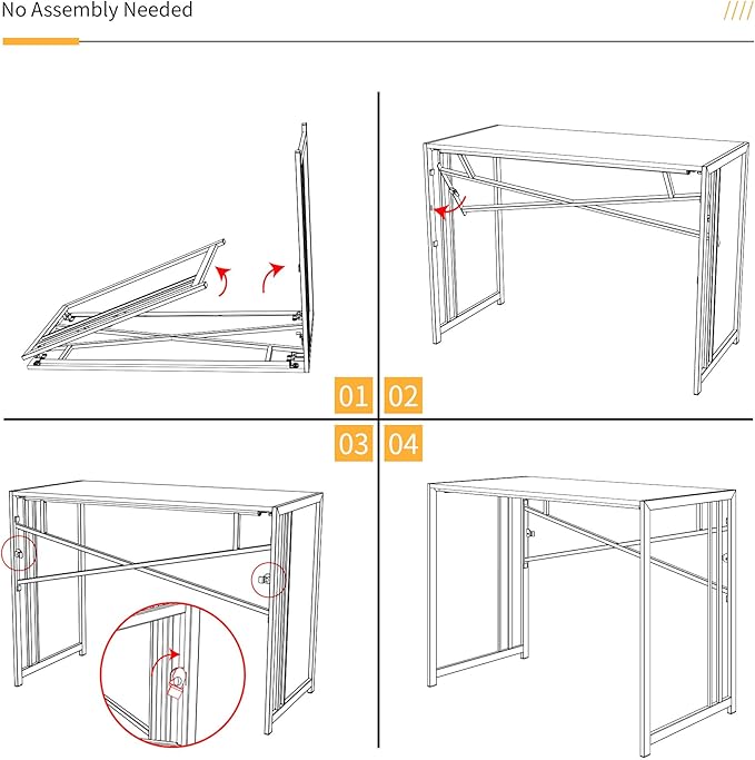 32 inch Folding Small Desk, Writing Gaming Computer Camping Desk for Small Spaces, No Assembly Required Home Office Desk, Mahogany