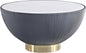Manhattan Comfort Anderson Modern 28.15" Round Coffee Table 2.0 - Ceramic Marble Tabletop, Elegant Pleated Leatherette Details & Gold Base, Fully Assembled Accent Furniture, Set of 1, Grey