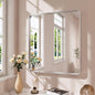 Brushed Nickel Bathroom Mirror 36x36 Inch, Brushed Silver Metal Frame Mirror Wall Mounted, Rounded Bathroom Vanity Mirror, Tempered Glass, Anti-Rust, Horizontal/Vertical