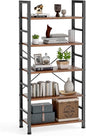 DUMOS 5 Tiers Bookshelf, Classical Modern Book Shelf, Tall Display Shelves in Living Room/Home/Office, Storage Organizer for CDs/Books/Movies, Rustic Brown