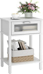 Nightstand Wooden Bedside Table with Drawer White Night Stands Modern Style Small End Table Side Table with Storage Shelf for Bedroom Living Room MLBZ10W