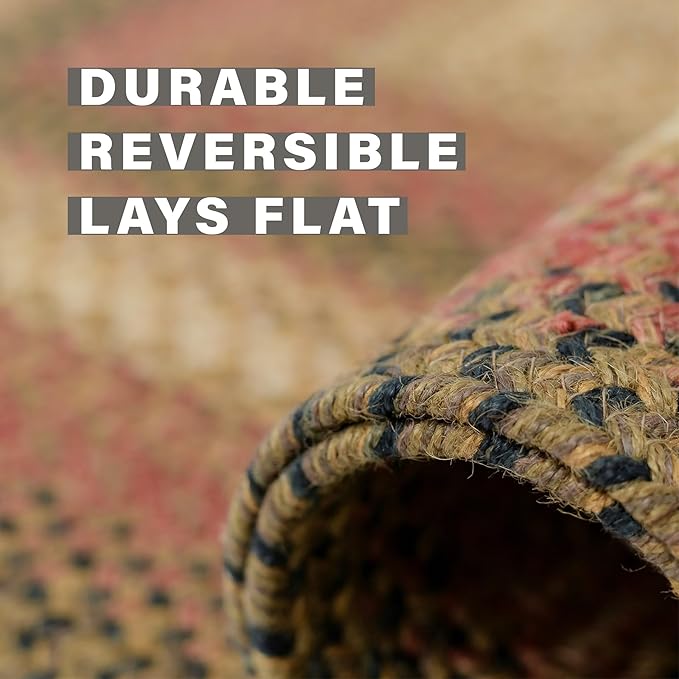 Russet Multicolor Jute Braided Area Rug, 6x9' Rectangle - Warm Country Decor, Perfect for Living Rooms and Dining Rooms - Pet Friendly and Easy to Clean