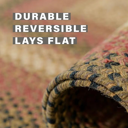 Homespice Russet Multi Color Oval Braided Rug, 8x10' - Handmade with Jute, Warm Country Decor, Perfect for Living Rooms and Bedrooms - Pet Friendly and Easy to Clean