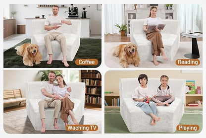Homguava Modular Sectional Sofa, Memory Foam Couch Single Sofa Chair with Deep Seat, Modern Upholstered Sofa Couches for Living Room Apartment Office, No Assembly Required, Beige