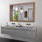 Amorho 50 X36 Inch Bathroom Mirror for Over Sink, Walnut Wood Grain Metal Frame Wall Mirror, Anti-Rust, Hang Horizontally/Vertically, Suitable for Bedroom, Farmhouse, Bathroom, Decorative