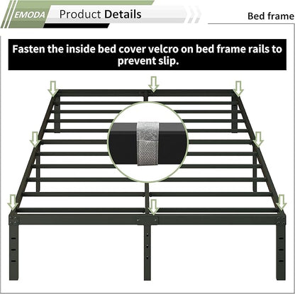 EMODA 14 Inch Full Size Bed Frame with Skirt Cover, Heavy Duty Metal Platform No Box Spring Needed, Easy Assembly Noise Free