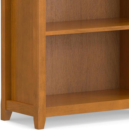 SIMPLIHOME Amherst Bookcase - 70 inch Tall 5-Shelf Solid Wood Bookshelf in Light Golden Brown, Transitional Storage for Living Room, Study Room or Office with Adjustable Shelves and Tapered Legs
