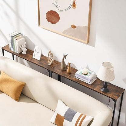 Console Table, Narrow Entryway Table, Thin Sofa Table, Behind Couch Table,for Hallway, Bedroom, Living Room, Foyer, 9.4 x 39.4 x 31.5 Inches, Rustic Brown