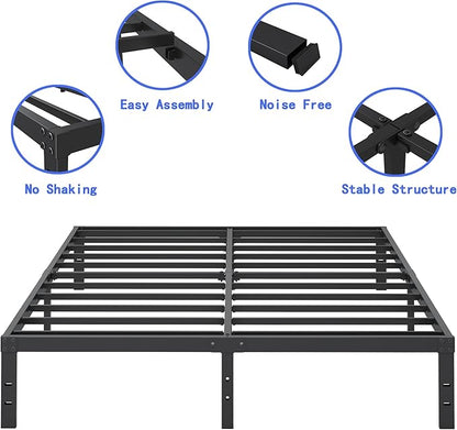 10 Inch XL Twin Bed Frames, Platform Metal Bed Frame Twin XL Size Heavy Duty Steel Slat Mattress Foundation, No Box Spring Needed, Easy Assembly, Noise-Free, Black