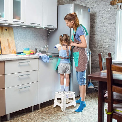ACSTEP Folding Stool - Portable, Collapsible Plastic Step Stool, 9 Inch, Non Slip, Foldable, for Kitchen, Bathroom, Bedroom (White)