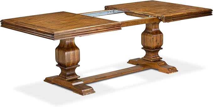 NKSI9-AWA-04 9-Piece Dining Table Set Consists of a Dining Table and 8 Light Tan Linen Fabric Kitchen Chairs with Button Tufted Back - Antique Walnut Finish