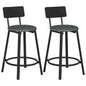 VASAGLE Bar Stools, Set of 2 PU Upholstered Breakfast Stools, 29.7-Inch Barstools with Back and Footrest, Simple Assembly, for Dining Room Kitchen Counter, Classic Black and Forest Green ULBC059C01