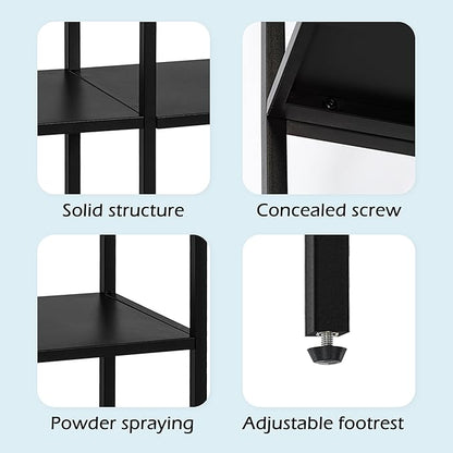 HDANI 39.4 Inch Metal Console Table with 3 Tier Strage Shelves,Narrow Entryway Table,Modern Sofa Tables for Entryway, Living Room,Bedroom,Black