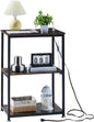 VECELO Tall End Table with Charging Station, Side Table with USB Ports and Outlets, 30" Height Nightstand with 3-Tier Storage Shelf for Living Room Bedroom Office Hallway Study
